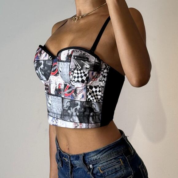 White Printed Bustier Top - Picture 2 of 5